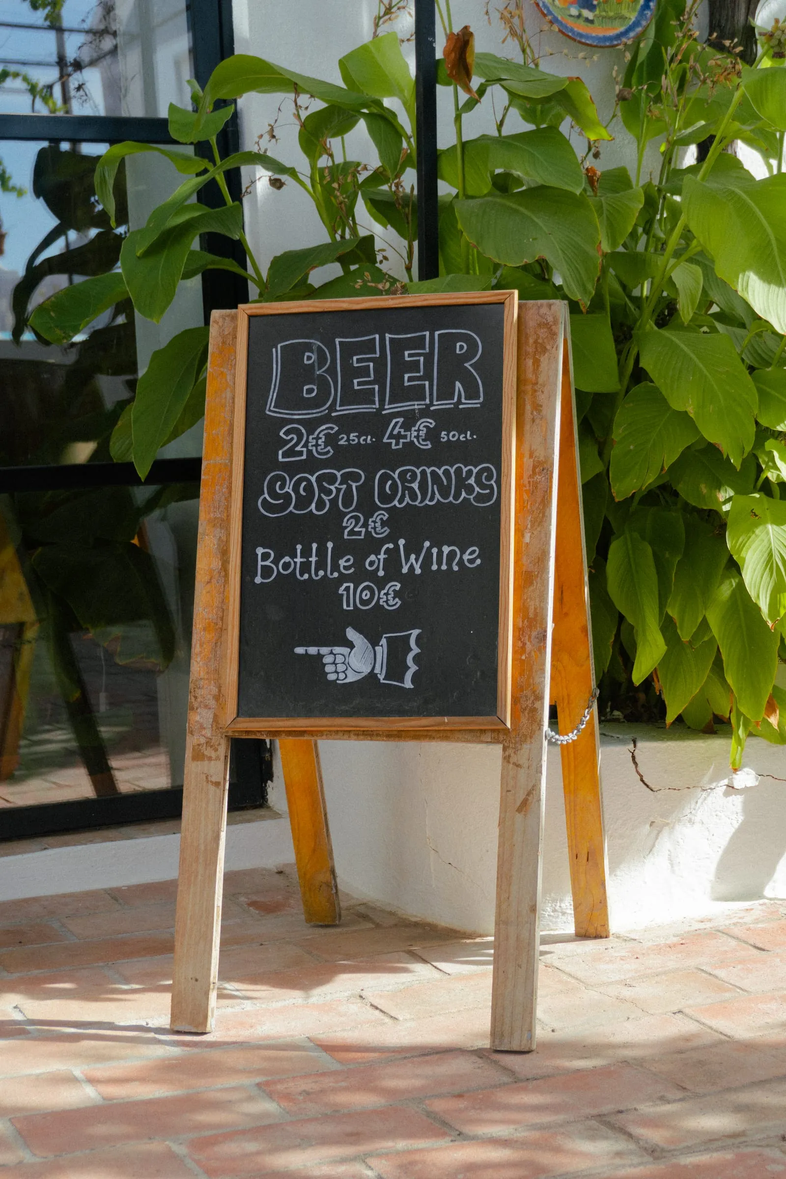La pizarra de bebidas